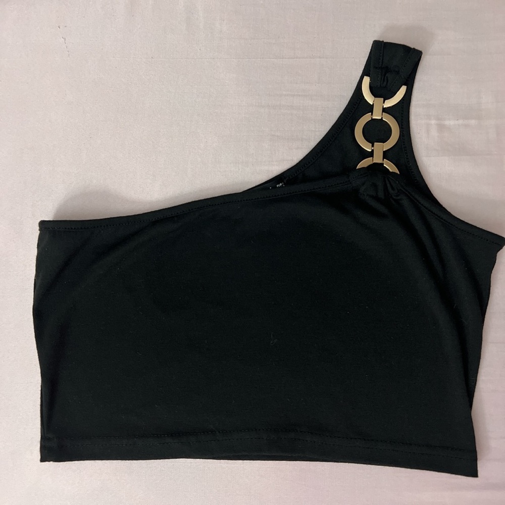 O-Ring One-Shoulder Crop Top S